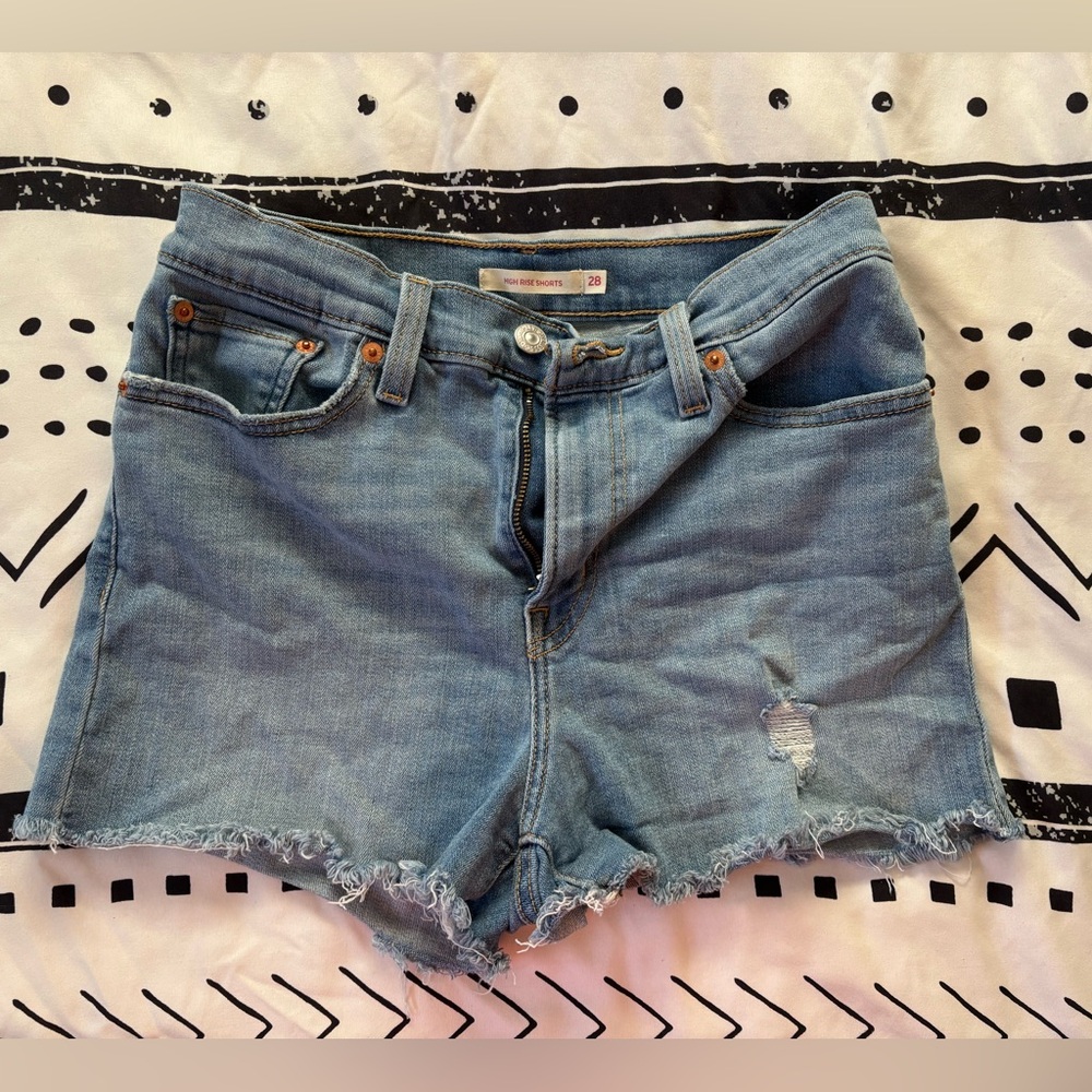 Levi's Light Blue Distressed Jean Shorts